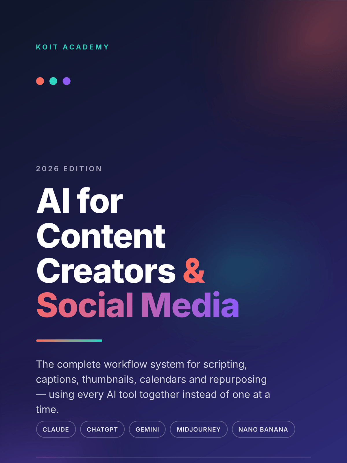 Front cover of AI for Content Creators & Social Media 2026, a 217-page PDF