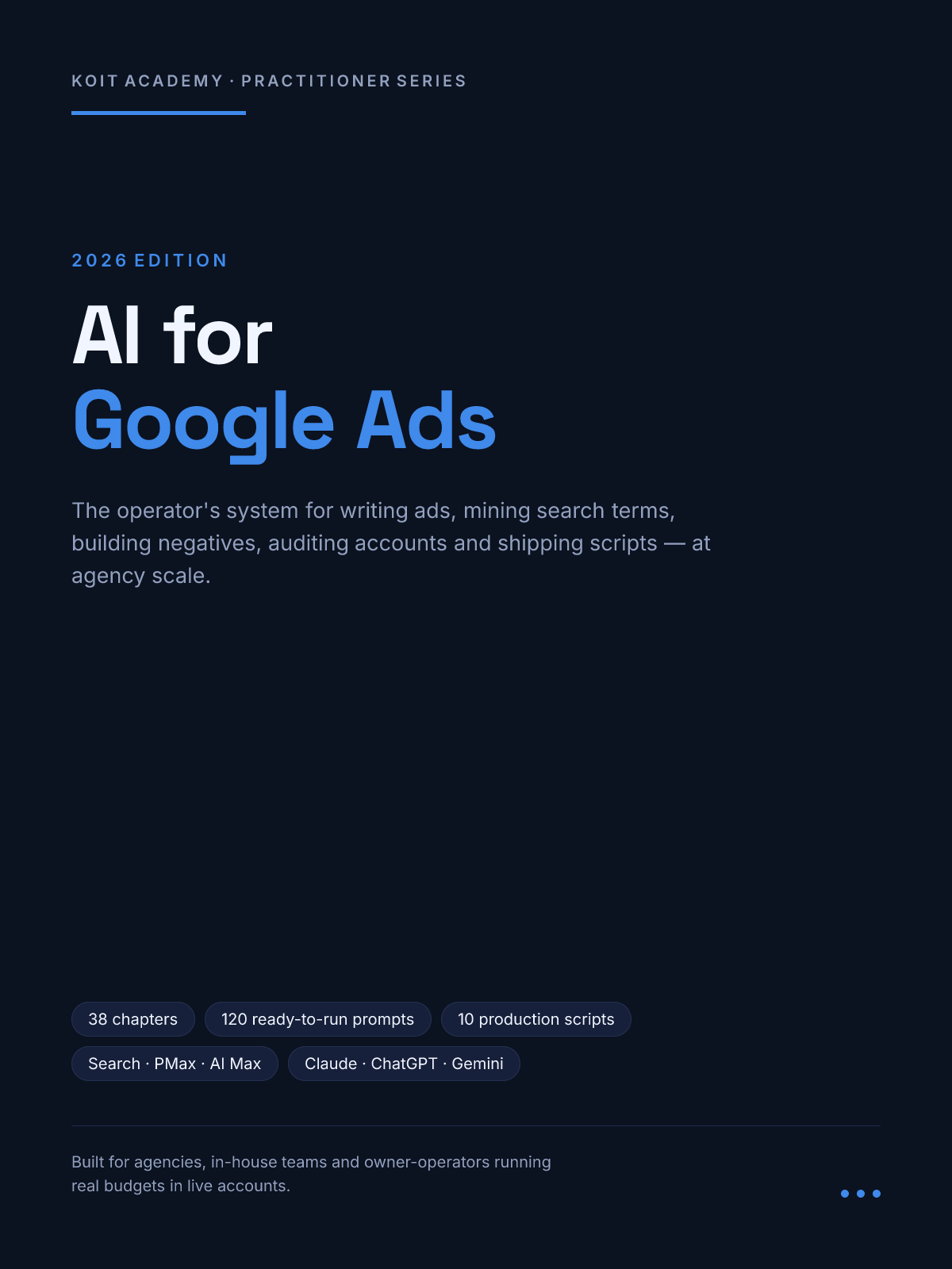Front cover of AI for Google Ads 2026, a 220-page PDF