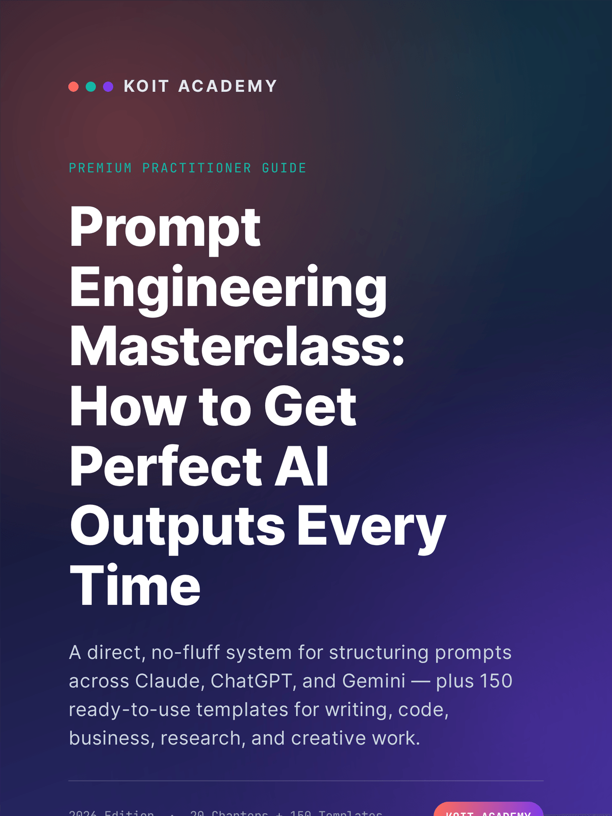 Front cover of Prompt Engineering Masterclass 2026, a 110-page PDF